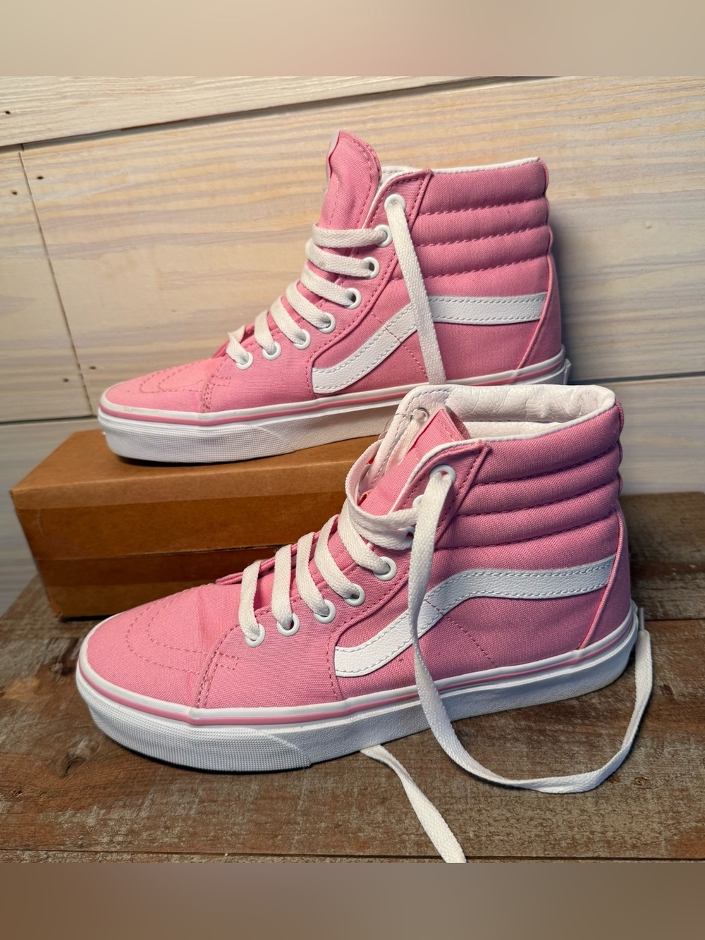 VANS Sk8-Hi Canvas Pink High-Top Skate Sneakers Women’s 7.5
